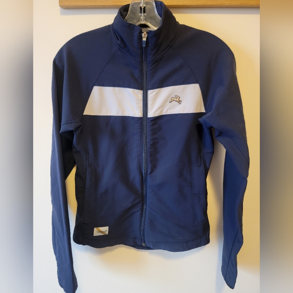 Tracksmith Navy and White Zip-Up Track Jacket